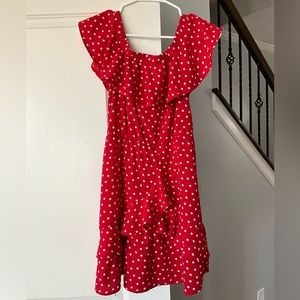 RED & WHITE POLKA DOT MINI DRESS
